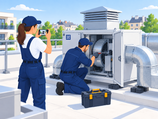 Intervention de maintenance sur une installation de VMC en toiture d’une copropriété